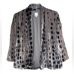 Pure Jill Shibori Print Crushed Velvet Jacket by J.Jill Small Petite Gray Blue